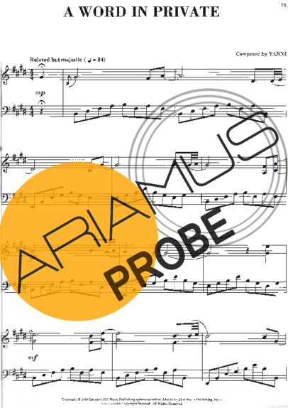 Yanni A Word In Private score for Klavier