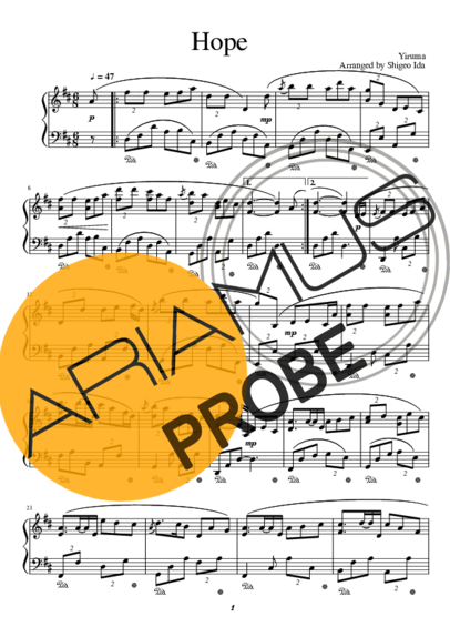 Yiruma Hope score for Klavier