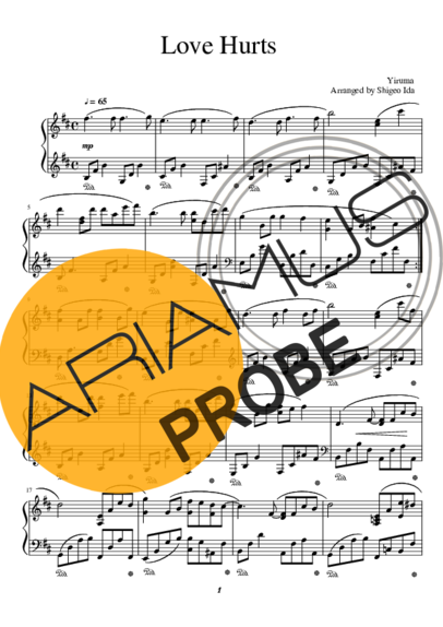 Yiruma Love Hurts score for Klavier
