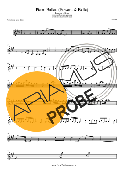 Yiruma Piano Ballad (Edward & Bella) score for Alt-Saxophon