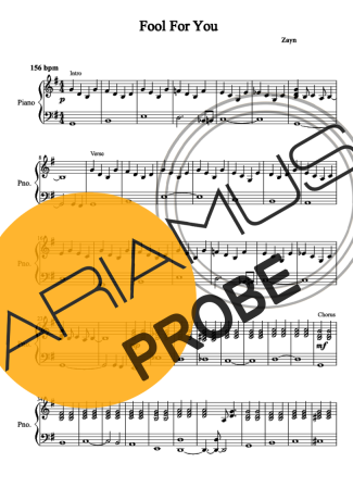 Zayn Fool For You score for Klavier