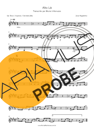 Zeca Pagodinho Alto Lá score for Tenor-Saxophon Sopran (Bb)